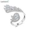 Women's Copper Flower Ring With Zircon Accents Geometric Design Electroplated Finish And Adjustable Open Band