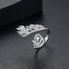 Women's Copper Flower Ring With Zircon Accents Geometric Design Electroplated Finish And Adjustable Open Band