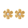 Women's Copper Flower Stud Earrings With Metal Scale Pattern And Electroplated Finish Elegant Fashion Statement Jewelry