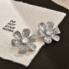 Women's Copper Flower Stud Earrings With Metal Scale Pattern And Electroplated Finish Elegant Fashion Statement Jewelry