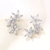 Women's Copper Flower Zircon Earrings With Marquise Shaped Stone Delicate Floral Fashion Jewelry Wholesale