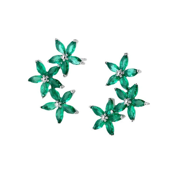 Women's Copper Flower Zircon Earrings With Marquise Shaped Stone Delicate Floral Fashion Jewelry Wholesale