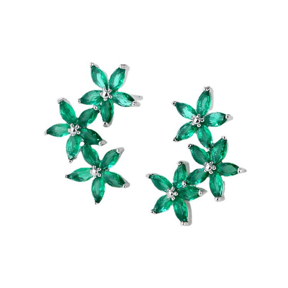 Women's Copper Flower Zircon Earrings With Marquise Shaped Stone Delicate Floral Fashion Jewelry Wholesale