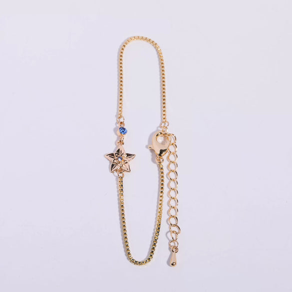 Women's Copper Flower Zodiac Peanut Pendant Bracelet With Zircon Birthstone