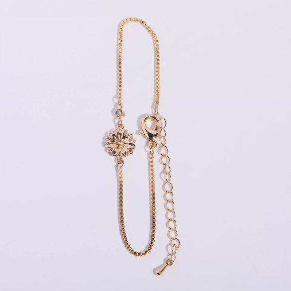 Women's Copper Flower Zodiac Peanut Pendant Bracelet With Zircon Birthstone