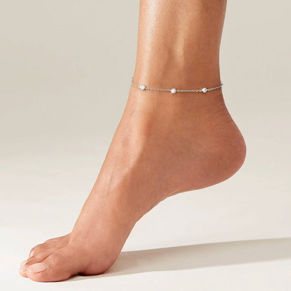 Women's Copper Four Leaf Clover Anklet Fashion Versatile Gentle Leaf Foot Jewelry