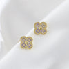 Women's Copper Fourleaf Clover Diamond Earrings With Electroplating
