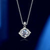 Women's Copper Fourleaf Clover Pendant Necklace With Zircon Inlay And Geometric Style