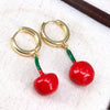 Women's Copper Fruit Pattern Heart Drop Earrings With Electroplating