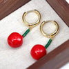 Women's Copper Fruit Pattern Heart Drop Earrings With Electroplating