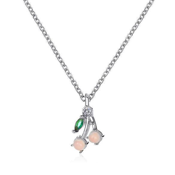 Women's Copper Fruit Pendant Necklace With Diamond Setting O Chain Cute Fresh Style Jewelry