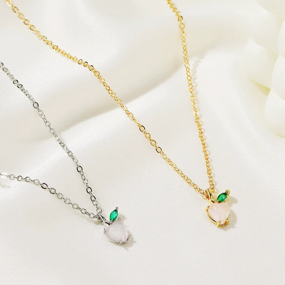 Women's Copper Fruit Pendant Necklace With Diamond Setting O Chain Cute Fresh Style Jewelry
