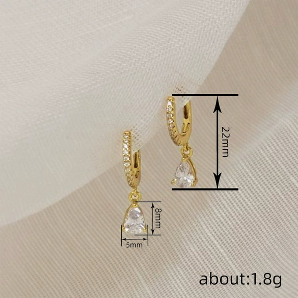 Women's Copper Geometric And Water Drop Hoop Earrings Elegant Minimalist Style