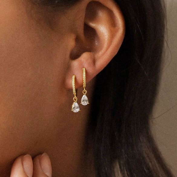 Women's Copper Geometric And Water Drop Hoop Earrings Elegant Minimalist Style