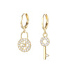 Women's Copper Geometric Asymmetric Key Chain Earrings With Zircon Trendy Natural Style Jewelry