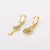 Women's Copper Geometric Asymmetric Key Chain Earrings With Zircon Trendy Natural Style Jewelry