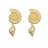 Women's Copper Geometric Beach Fan Shell Conch Stud Earrings With Pearls Fashion Minimalist