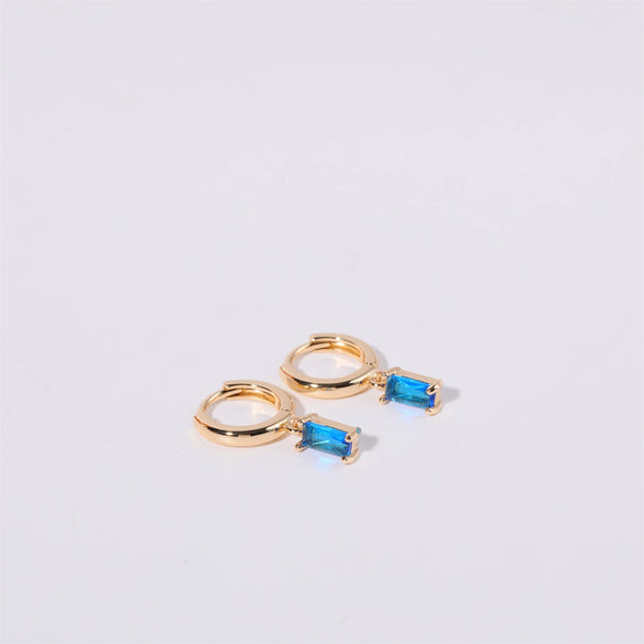 Women's Copper Geometric Birthstone Earrings With Diamond Design