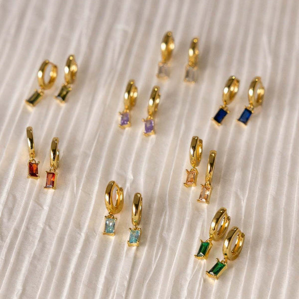 Women's Copper Geometric Birthstone Earrings With Diamond Design