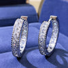 Women's Copper Geometric Circle Earrings With Zircon Design