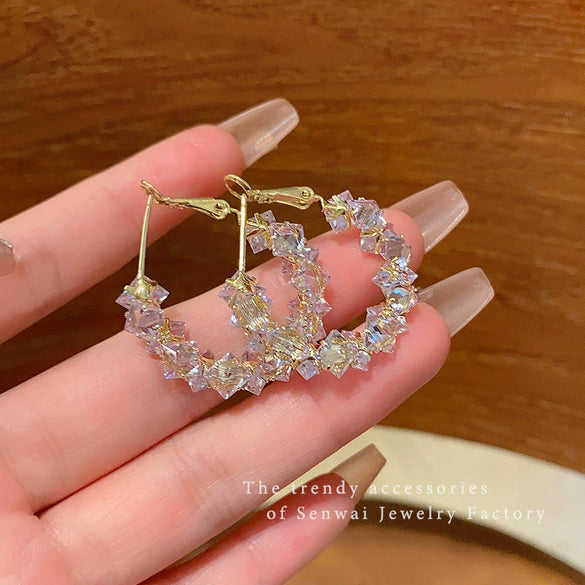 Women's Copper Geometric Circle Electroplated Earrings