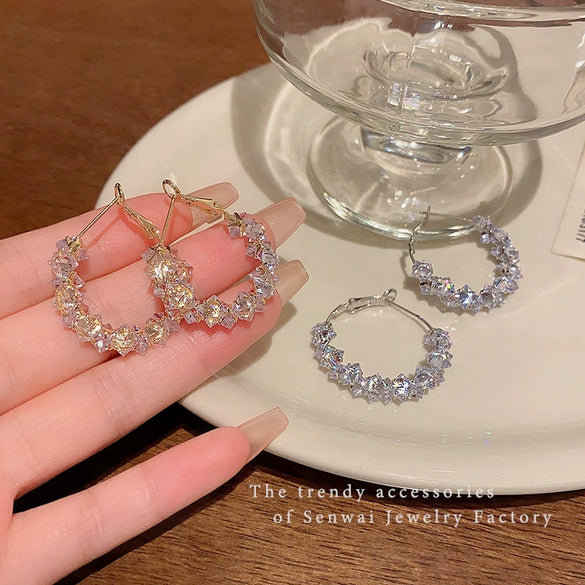 Women's Copper Geometric Circle Electroplated Earrings