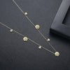 Women's Copper Geometric Clavicle Chain Necklace With Zircon Inlaid Pendant And Electroplated Finish