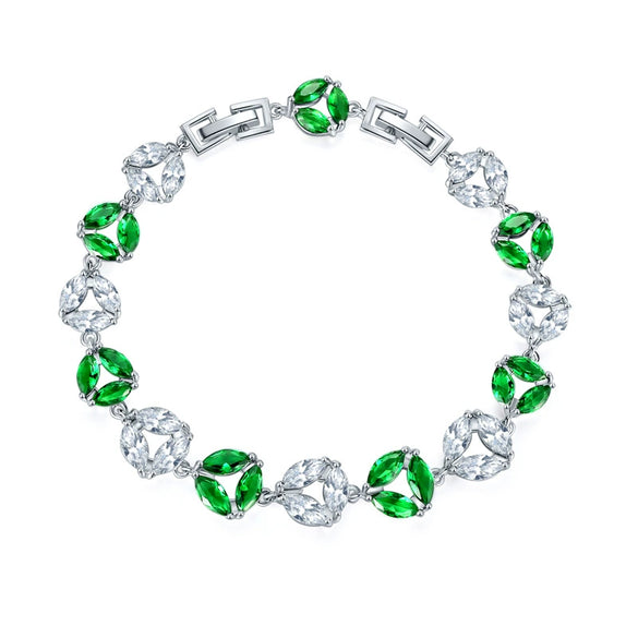 Women's Copper Geometric Clover Bracelet With Zircon Inlay And Crystal Accents In Fashion Jewelry Style