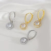 Women's Copper Geometric Diamond Stud Hoop Earrings Electroplated