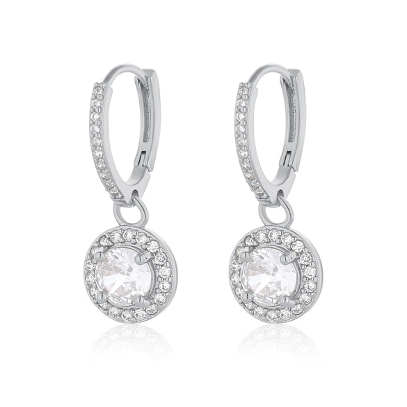 Women's Copper Geometric Diamond Stud Hoop Earrings Electroplated