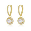 Women's Copper Geometric Diamond Stud Hoop Earrings Electroplated