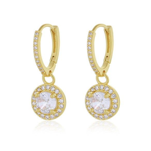Women's Copper Geometric Diamond Stud Hoop Earrings Electroplated