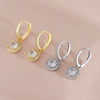 Women's Copper Geometric Diamond Stud Hoop Earrings Electroplated