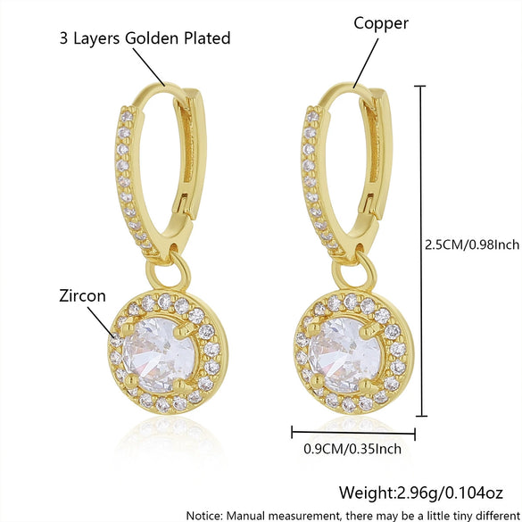 Women's Copper Geometric Diamond Stud Hoop Earrings Electroplated