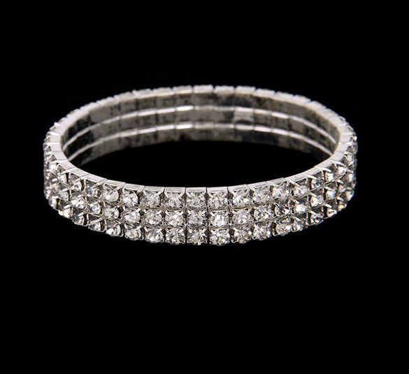 Women's Copper Geometric Diamond Style Elastic Bracelet With Single Double Triple And Four Row Chain Design