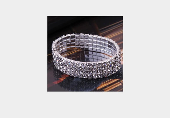 Women's Copper Geometric Diamond Style Elastic Bracelet With Single Double Triple And Four Row Chain Design