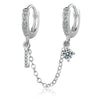 Women's Copper Geometric Double Ear Holes Circle Earrings With Single Rowed Diamond Design