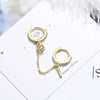 Women's Copper Geometric Double Ear Holes Circle Earrings With Single Rowed Diamond Design