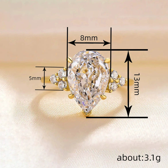 Women's Copper Geometric Drop Shape Zirconia Jewelry Ring