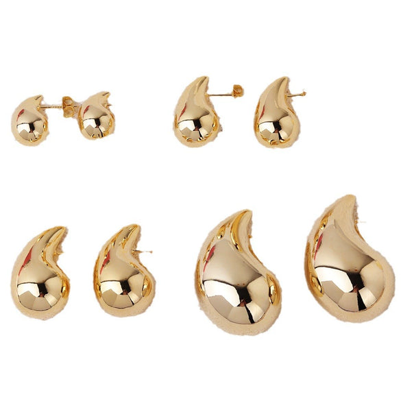 Women's Copper Geometric Drop Shaped Stud Earrings Cold Style Electroplated Retro