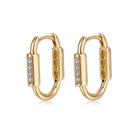 Women's Copper Geometric Ear Buckle Earrings Elegant Simple Electroplated Natural Style Earrings