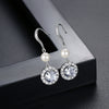 Women's Copper Geometric Ear Hook Earrings With Zircon Crystal And Pearl Details Long Simple Electroplated Fashion Jewelry