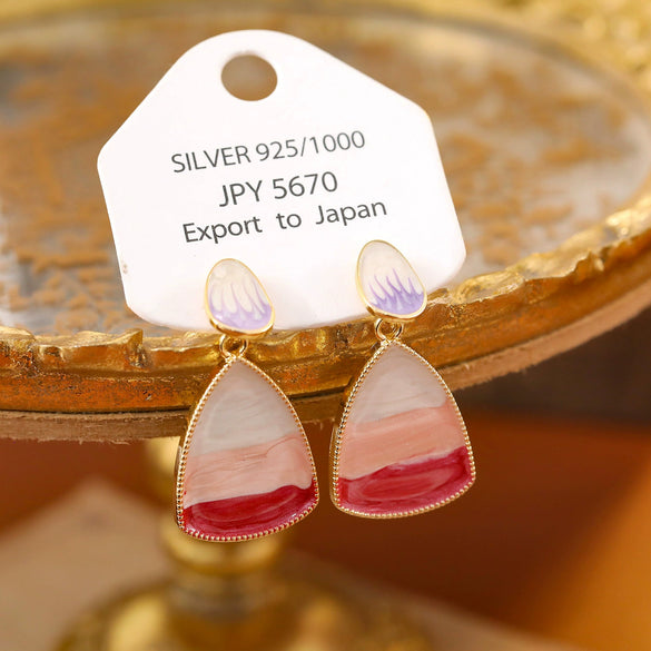 Women's Copper Geometric Electroplated Ocean Blue Gradual Handmade Earrings