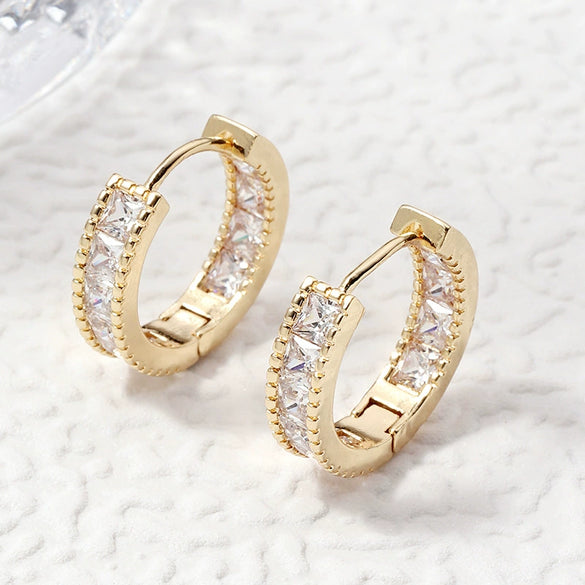 Women's Copper Geometric Fashion Ol Zirconia Earrings