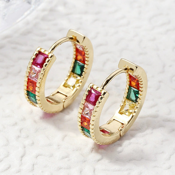 Women's Copper Geometric Fashion Ol Zirconia Earrings