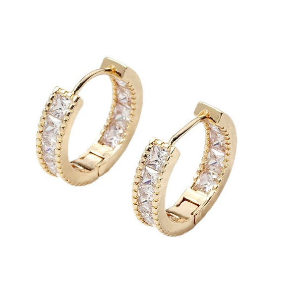 Women's Copper Geometric Fashion Ol Zirconia Earrings