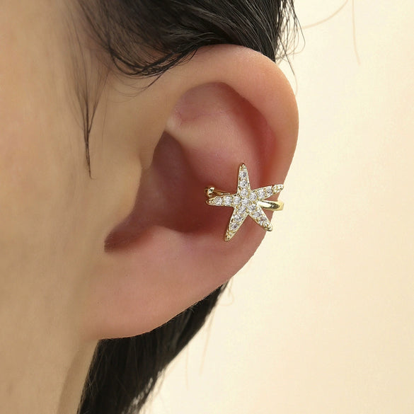 Women's Copper Geometric Fivepointed Star Micropaved Zircon Ear Bone Clip