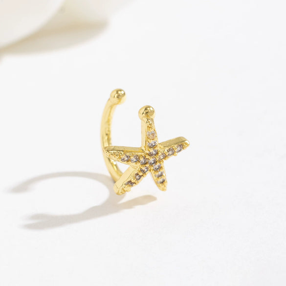 Women's Copper Geometric Fivepointed Star Micropaved Zircon Ear Bone Clip
