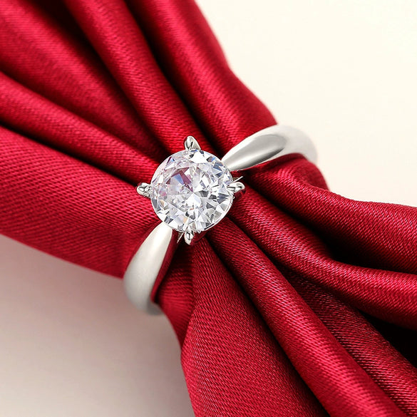 Women's Copper Geometric Fourclaw Ring With Zircon Treatment Light Luxury Style