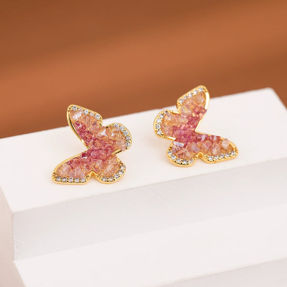 Women's Copper Geometric Gradient Butterfly Fashionable Electroplated Earrings